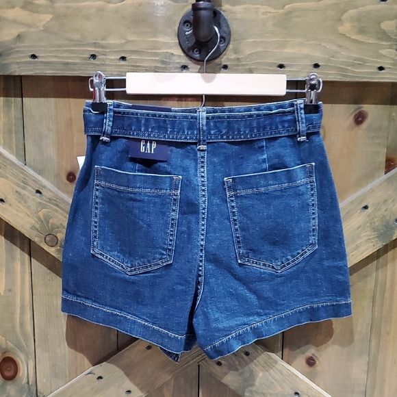 GAP Women's Dark Blue Jean Shorts Size 2 / 26 High Rise Khaki Short Stretxh - Picture 3 of 5